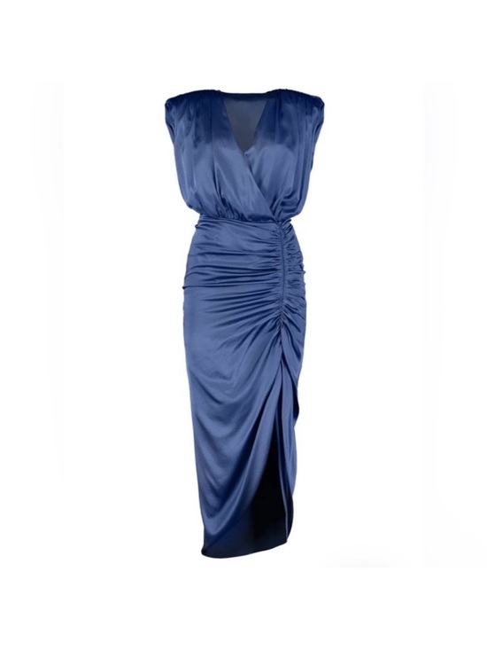Veronica Beard Dresses & Skirts - Veronica Beard Blue Satin Asymmetrical Ruched Dress Flawed